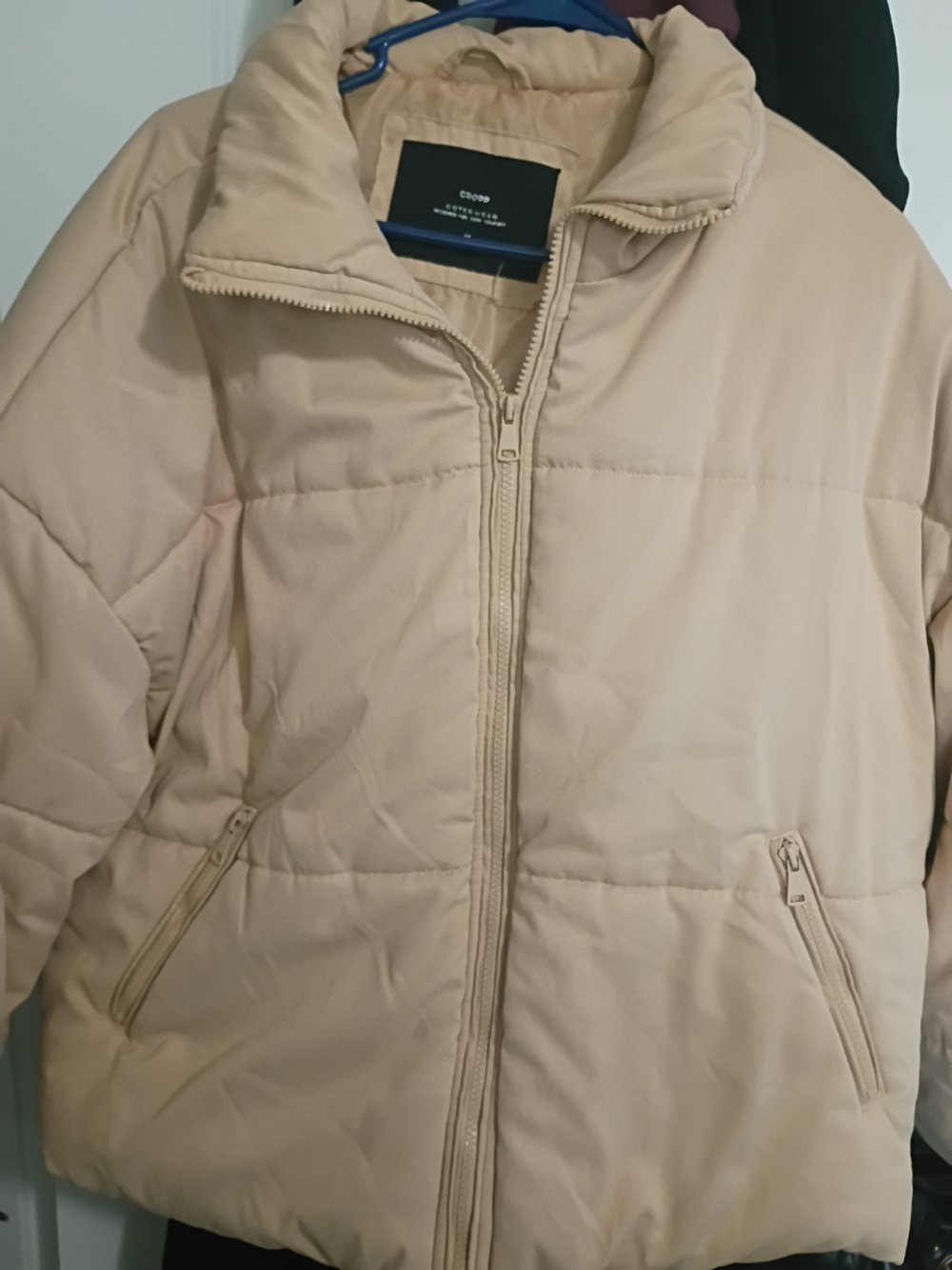 Cozy Cream Puffer Jacket with Stand Collar